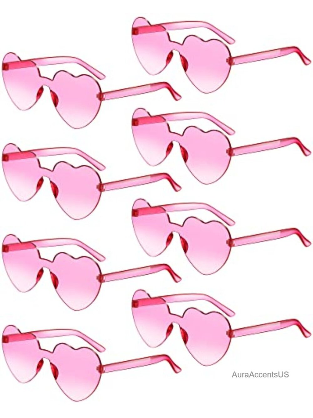 Rimless Heart Shaped Sunglasses PC Frame One Size Party Favors 8 Pairs